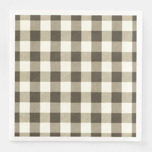 Rustikales neutrales Brown White Gingham Buffalo K Serviette