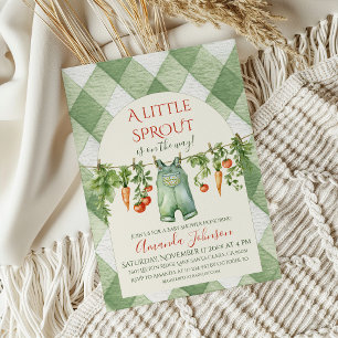 Rustikales, neutrales, kleines Sprout Baby Dusche Einladung