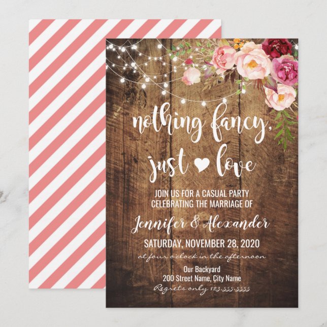 Rustikales Nichts Extravagant nur Liebe Einladung (Vorne/Hinten)