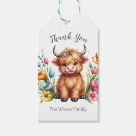 Rustikales Niedliches Baby Highland Cow Geschenkanhänger