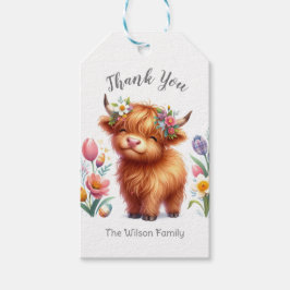 Rustikales Niedliches Baby Highland Cow Geschenkanhänger