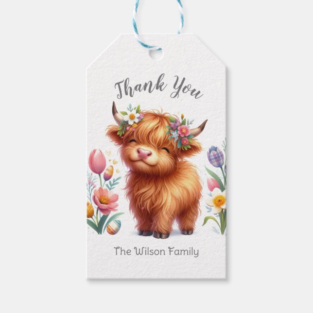 Rustikales Niedliches Baby Highland Cow Geschenkanhänger (Vorderseite)