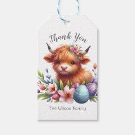 Rustikales Niedliches Baby Highland Cow Geschenkanhänger