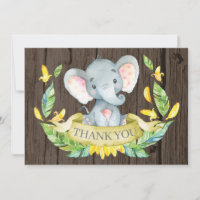 Rustikales Niedliches Elefant Baby Gelb und Grau