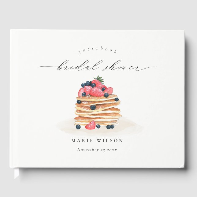Rustikales Niedliches Fruchtpancake Wasserfarben B Gästebuch (Vorderseite)