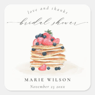 Rustikales Niedliches Fruchtpancake Wasserfarben B Quadratischer Aufkleber