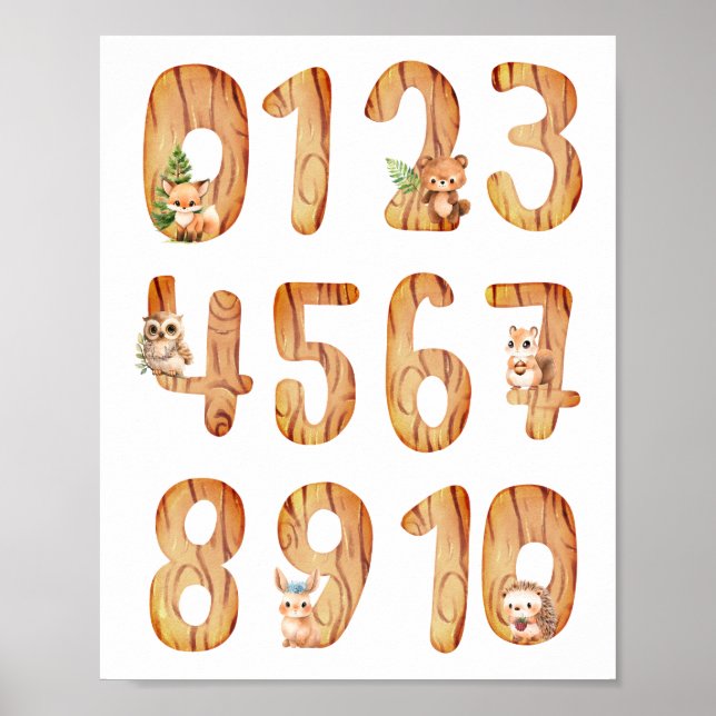 Rustikales Numbers Boy Kinderzimmer Poster (Vorne)
