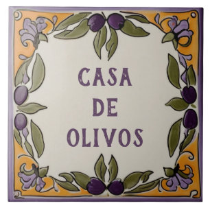 Rustikales Olive Custom House Name Plakat Plaque S Fliese