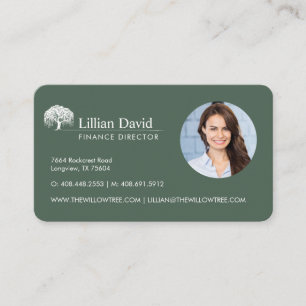 Rustikales Olive Green & White Willow Tree Logo Fo Visitenkarte