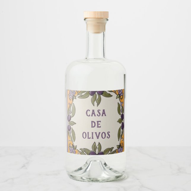 Rustikales Olivenöl Alkoholflaschenetikett (Vorderseite)