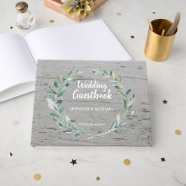 Rustikales Olivenöl Blätter Hochzeit Gästebuch