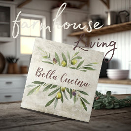 Rustikales Olivenöl und Zweige Bella Cucina Brown Fliese