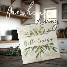 Rustikales Olivenöl und Zweige Bella Cucina Fliese