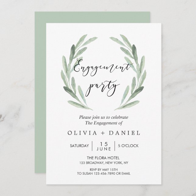 Rustikales olivgrüne einladung (Vorne/Hinten)