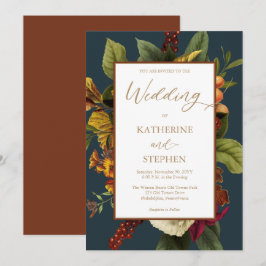 Rustikales Orange | Aquamarine Hochzeit von Red Fl Einladung