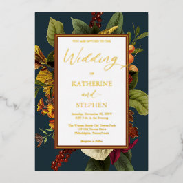 Rustikales Orange | Aquamarine Hochzeit von Red Fl Folieneinladung