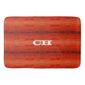 Rustikales Orange Aztec Streifen Muster Monogramm Badematte