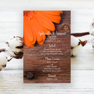 Rustikales Orange Daisy Country Barn Wedding Menü