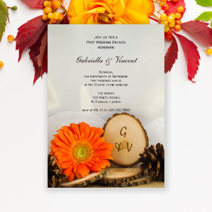 Rustikales Orange Gänseblümchen Wälder Hochzeitsbr Einladung