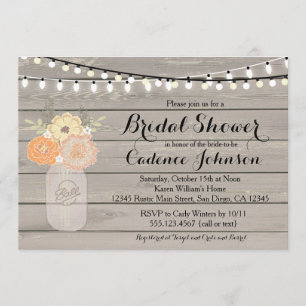 Rustikales orange Gelb-mit BlumenBrautparty laden Einladung