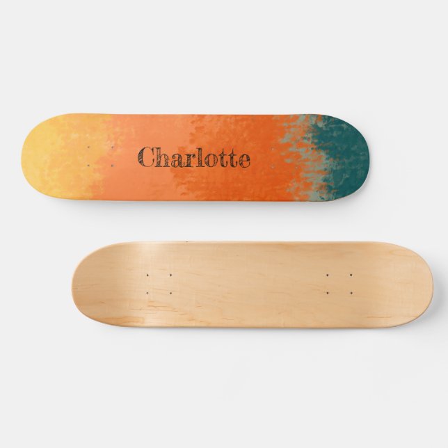 Rustikales Orange Skateboard (Horizontal)