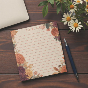 Rustikales Orange Tagetes To-Do-Liste Natur Botani Notizblock