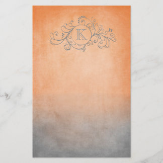 Rustikales Orange und Bohemisches Grau Geblüht Briefpapier