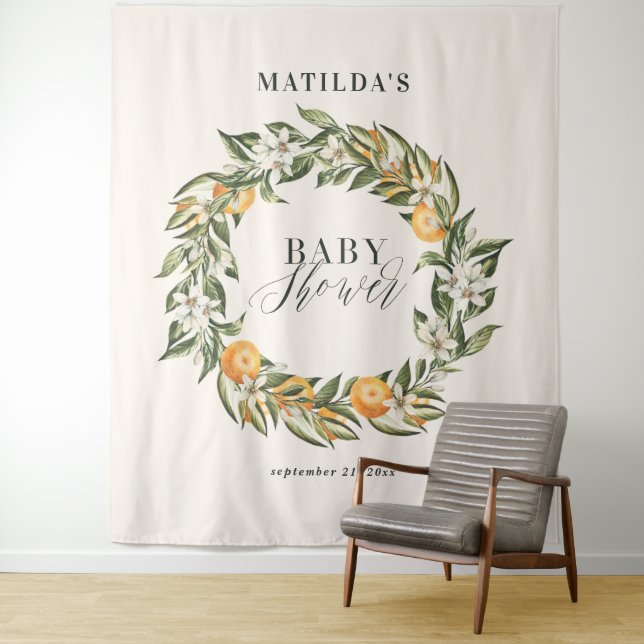 Rustikales Orangenzitrus botanisches Babydusche Pa Wandteppich (Beispiel)