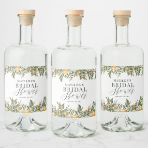 Rustikales Orangenzitrus botanisches Brautparty Pa Alkoholflaschenetikett