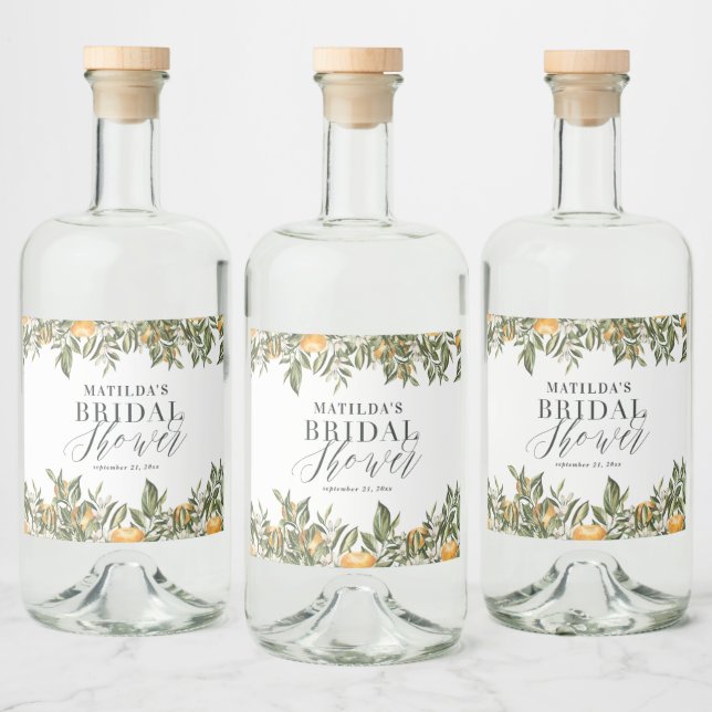 Rustikales Orangenzitrus botanisches Brautparty Pa Alkoholflaschenetikett (Flaschen)