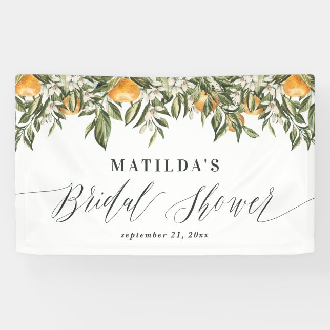 Rustikales Orangenzitrus botanisches Brautparty Pa Banner (Horizontal)