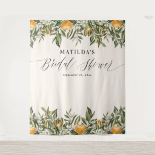 Rustikales Orangenzitrus botanisches Brautparty Pa Wandteppich