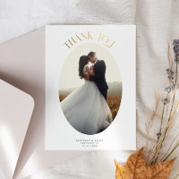 Rustikales Oval Frame Wedding Foto Danke Karte