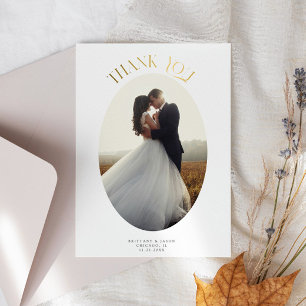 Rustikales Oval Frame Wedding Foto Danke Karte