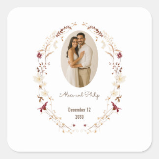 Rustikales, ovales Foto Quadratischer Aufkleber