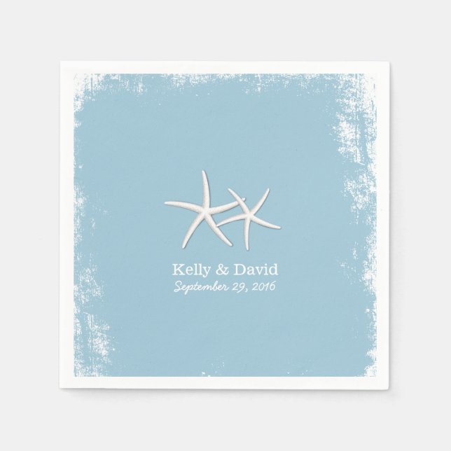 Rustikales Paar von Starfish Beach Hochzeit Serviette (Vorderseite)