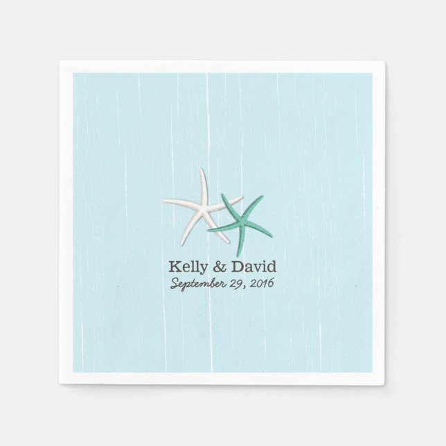 Rustikales Paar von Starfish Light Blue Beach Hoch Serviette (Vorderseite)