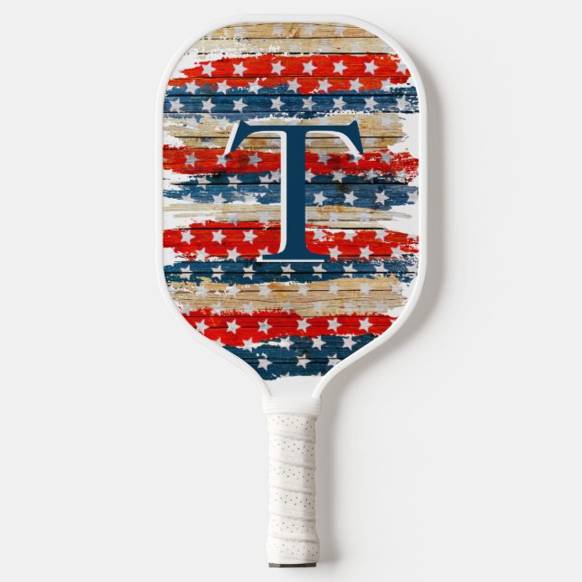 Rustikales Paddel-Monogramm-Pickleball Pickleball Schläger (Vorderseite)