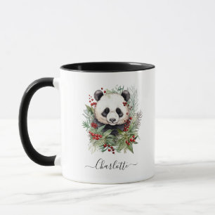 Rustikales Panda Weihnachtsbotanicale Tasse