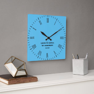 Rustikales Papier 1. Hochzeitstag Quadratische Wanduhr