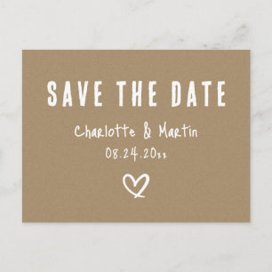 Rustikales Papier mit Kraft Save the Date Postkarte