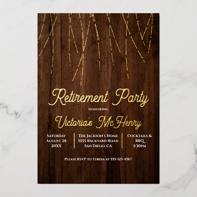 Rustikales Party aus Holz Folieneinladung (Vorderseite)