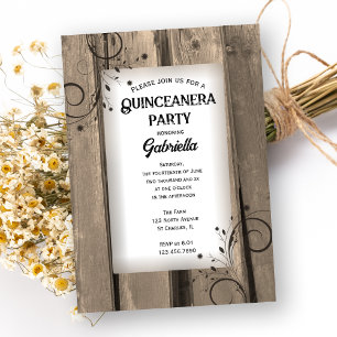 Rustikales Party aus Stallholz Quinceanera Einladung