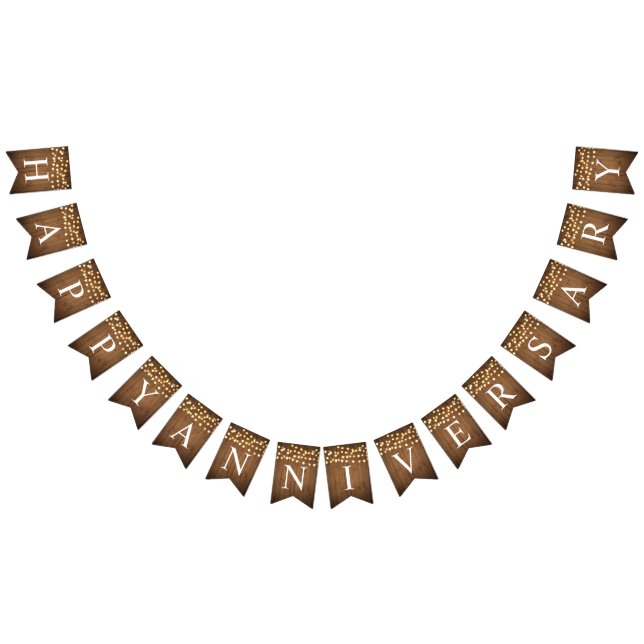 Rustikales Party beleuchtet Imitat-Holz-Feier Wimpelkette (Alle)