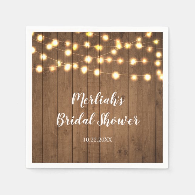 Rustikales Party Lights Imitate Wood Celebration Serviette (Vorderseite)