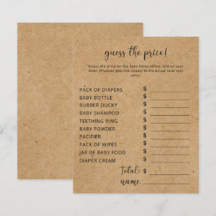 Rustikales Party Price Guess Game
