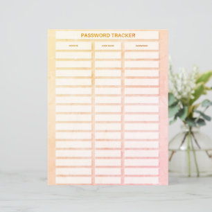 Rustikales Passwort-Tracker-Blatt