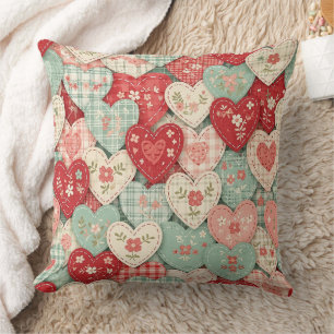 Rustikales Patchwork-Herzen-Picknick-Muster (2) Kissen