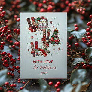 Rustikales Patchwork Ho Ho Ho Weihnachten
