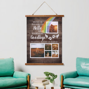 Rustikales Paw druckt Personalisiertes Pet-Memoria Wandteppich Mit Holzrahmen